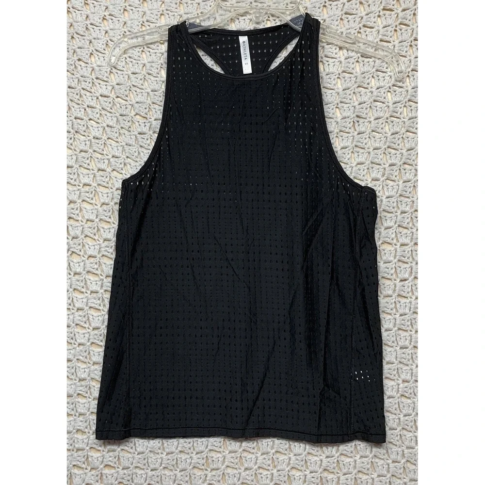 Athleta Tank Top Womens Size XS Black Oval Laser Cut Razor‎ Back Run Gym